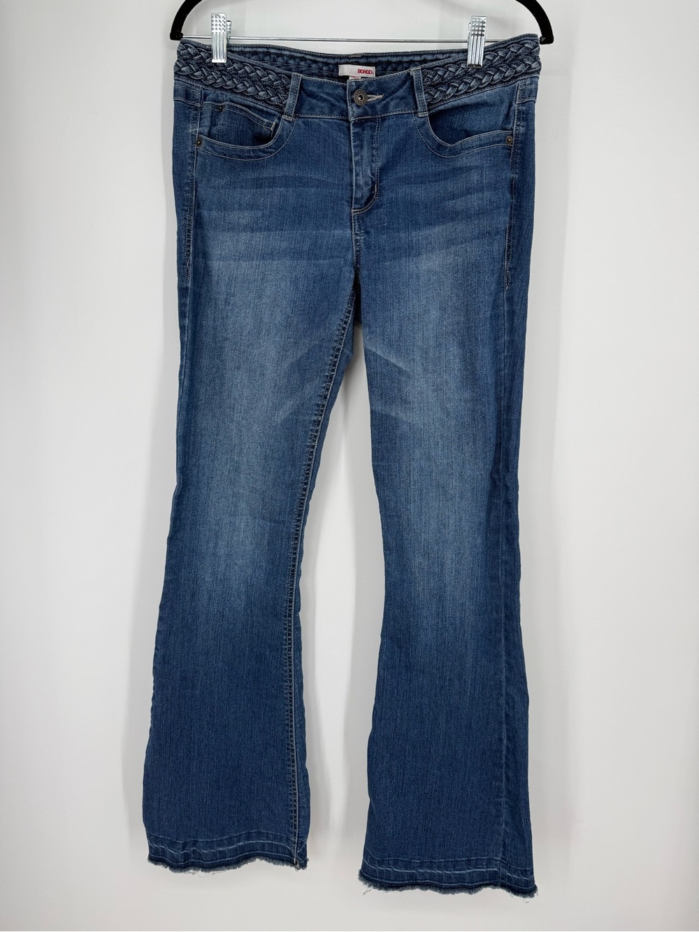 Vtg Y2K Bongo lowrise flare jeans with braided waist size 9